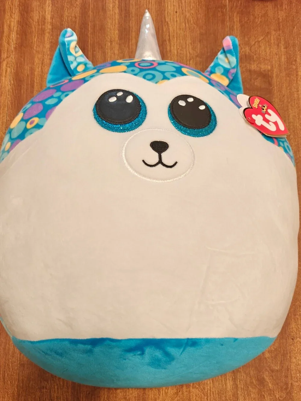 NWT-13” Ty  Blue Husky Helena, Squish A Boos Collection. Plush Stuffed
